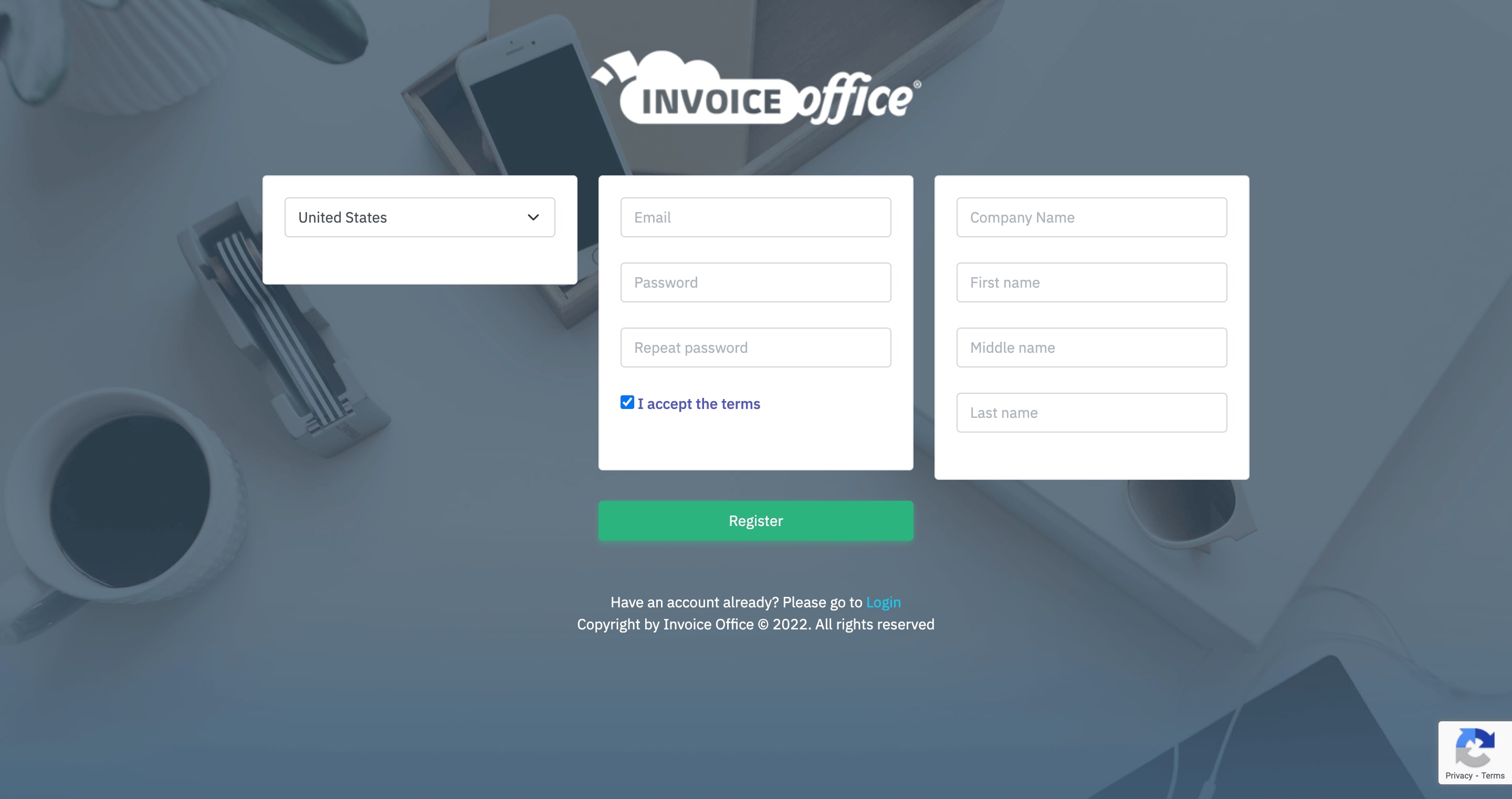 Invoiceoffice signup page