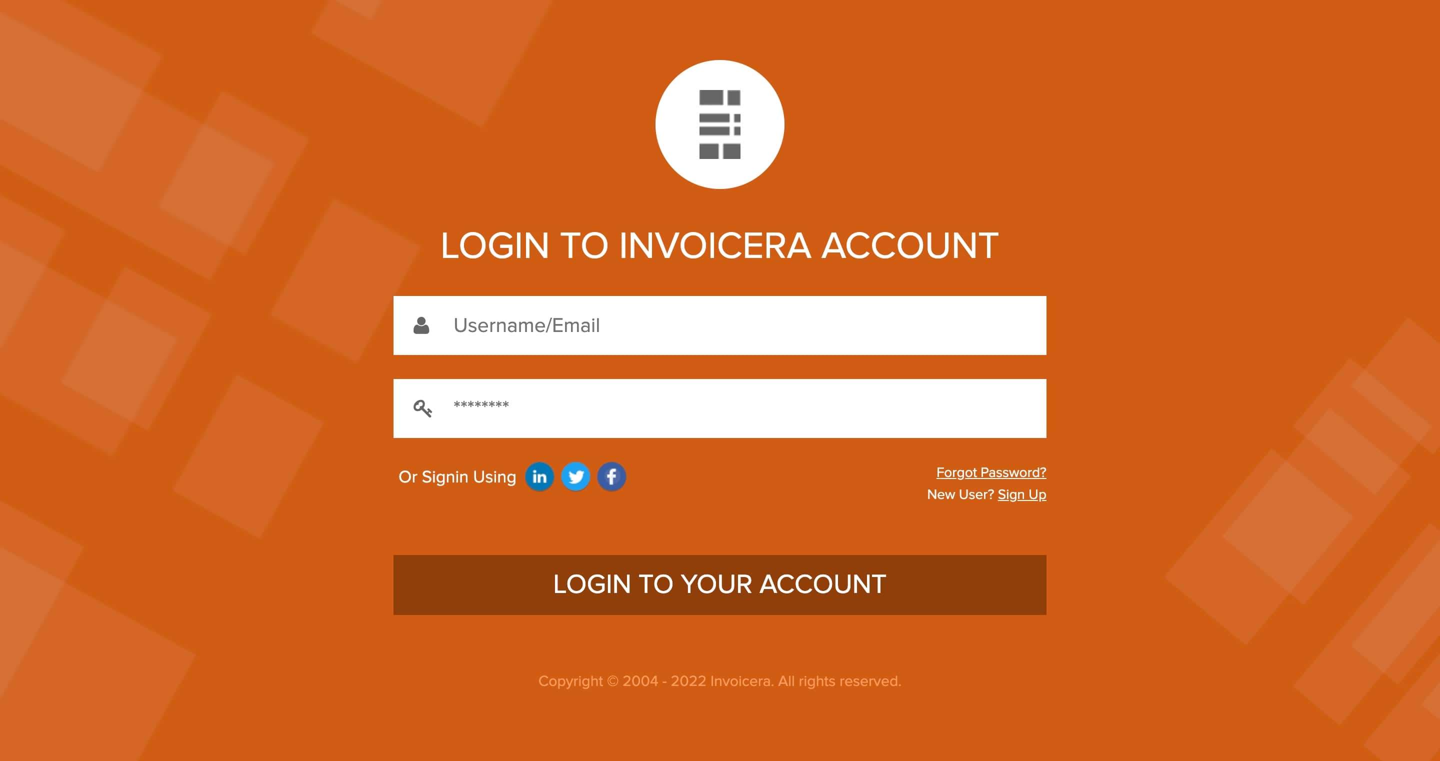 invoicera login page